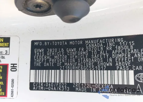 2016 Toyota Corolla S Plus from USA, damaged, VIN 2T1BURHE6GC551017